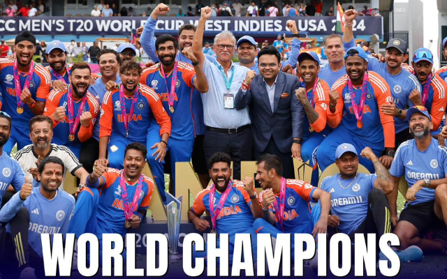 indian team winning photo t20 world cup 2024