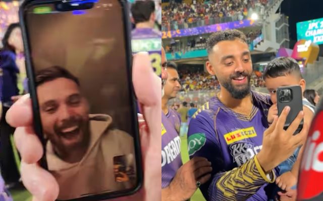 VIDEO: After winning the IPL final, KKR made a video call to Phil Salt, Varun Chakraborty did this in public