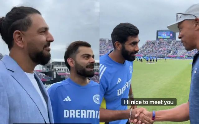 During the IND vs PAK match, Yuvraj Singh got Virat Kohli and Jaspreet Bumrah to meet NBA legend John Starks, watch the video