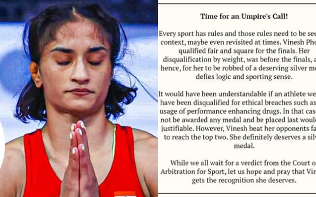 Sachin Tendulkar also appeals for the same, Vinesh Phogat should get silver medal in Paris Olympics