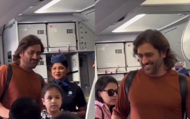 Watch Video: MS Dhoni won hearts again, shook hands with fans in the flight with a big smile on his face